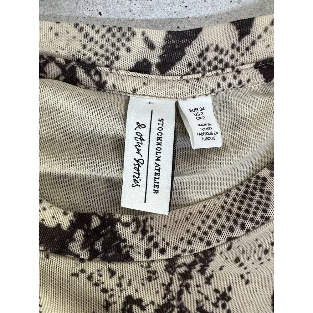 Stockholm Atelier & Other Stories Snake print sheer mesh dress sz US 2 - Picture 11 of 12